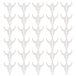 Нержавеющая Сталь Цвет 60 шт. 304 подвески из нержавеющей стали, лазерная резка, Корова головой, цвет нержавеющей стали, 15x13x1 мм, отверстие : 0.9 мм