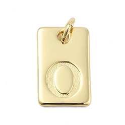 Letter O Латунные подвески, прямоугольник с подвесками-буквами, стойки покрытие, без свинца и без кадмия, долговечный, с целью перехода в кольце, Письмо O, 15.5x10x1.3 мм, отверстие : 3.4 мм
