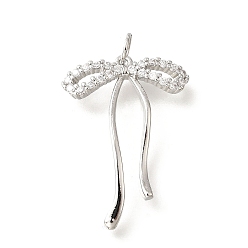 Платина Латунные микро проложить кубического циркония подвески, бантом, с целью перехода в кольце, долговечный, без кадмия и без свинца, стойки покрытие, платина, 28x20x3 мм