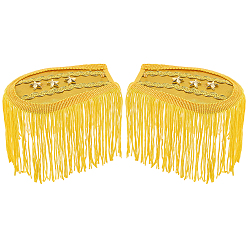 Yellow 1 Pair Vintage Polyester Tassel Epaulette, Epaulet Shoulder Decoration, Yellow, 205x78x3~8mm