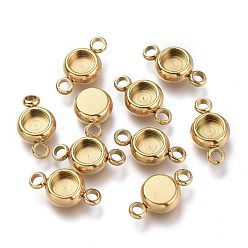Золотой Ионное покрытие (ip) 304 настройки кабошона из нержавеющей стали, плоско-круглые, золотые, лоток : 4 мм, 12x6.5x2.8 мм, отверстие : 1.6 мм