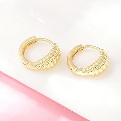 Настоящее золото 18K Латунные серьги обруча, полоса, реальный 18 k позолоченный, 12x13.5x5 мм