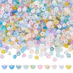 (52) Непрозрачная лаванда 1000 шт. 10 цветные матовые прозрачные акриловые бусины, цветок, золотой фольгой, разноцветные, 5.5~6x3 мм, отверстие : 1.5 мм, 100 шт / цвет
