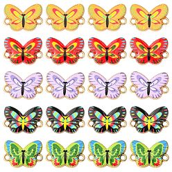(52) Непрозрачная лаванда 50 шт. 5 подвески из алюминиевого сплава с цветной печатью, ссылки бабочки, золотой свет, разноцветные, 12x17x2 мм, отверстие : 1.5 мм, 10 шт / цвет