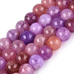 Темная Орхидея Запеченная краска, потрескавшиеся стеклянные бусины, нити, бусы из искусственного камня, круглые, темные орхидеи, 8~8.5 мм, отверстие : 0.9~1.2 мм, около 100~108 шт / нитка, 29.33~31.30 дюйм (74.5~79.5 см)