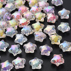 (52) Непрозрачная лаванда Прозрачные акриловые бусины, бусина в бусине, AB цвет, граненые, звезда, разноцветные, 10.5x11x7 мм, отверстие : 2 мм, Около 1280 шт / 500 г