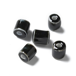 Черный Фарфоровые бусины ручной работы, колонка, чёрные, 10~10.5x9~10.5 мм, отверстие : 2.5 мм