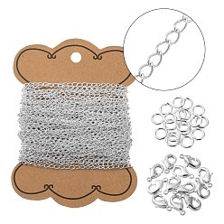 Silver DIY Necklace Making Kits, Including Brass Twisted Chains & Lobster Claw Clasps & Open Jump Rings, Silver, Brass Lobster Claw Clasps: 30pcs