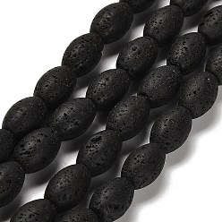 Rice Бусы из натуральной лавы, рис, 12.5x8.5 мм, отверстие : 0.8 мм, около 32 шт / нитка, 15.87~16.02'' (40.3~40.7 см)