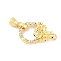 Настоящее золото 18K Латунное микропейв, прозрачный кубический цирконий, складные застежки, без кадмия, без никеля и без свинца, кольцо с бабочкой, реальный 18 k позолоченный, 30 мм