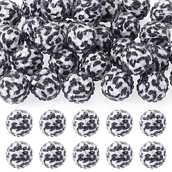 Белый 30 шт круглые смолы стразами бисером, с акриловыми шариками внутри, белые, 18 мм, отверстие : 2.4 мм