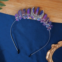 Античное Серебро Гальванизированные кварцевые хрустальные обручи для волос, аксессуары для волос для женщин и девочек, античное серебро, 180x150x30 мм