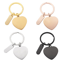 (52) Непрозрачная лаванда 4шт. 4 цвета брелоки из нержавеющей стали, с кольцами, сердце с прямоугольником, разноцветные, 63 мм, 1 шт / цвет