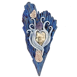 Темно-Синий Коллекция поделок в форме веера из гальванического натурального турмалина, Украшения из камня с энергией Рейки, темно-синий, 100x40~60 мм