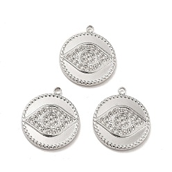 Stainless Steel Color Tarnish Resistant 304 Stainless Steel Pendant Rhinestone Settings, Flat Round with Eye, Stainless Steel Color, Fit for 1mm Rhinestone, 19x16x2.5mm, Hole: 1.4mm