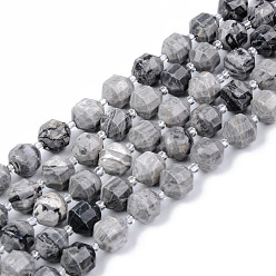Камень Карты Натуральный камень-карта / камень пикассо / нити из бисера пикассо, круглые, граненые, 8~9x10 мм, отверстие : 1.2 мм, около 33~35 шт / нитка, 15.16 дюйм (38.5 см)