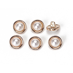 Золотой Кнопки сплава хвостовиком, с пластиковыми бусинами из искусственного жемчуга, полукруглый, золотые, 11.5 мм