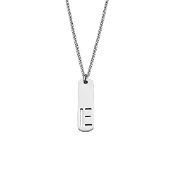 Letter E 304 Прямоугольные ожерелья из нержавеющей стали с вырезанными лазером инициалами, цвет нержавеющей стали, не тускнеет, Письмо E, 21.65 дюйм (55 см)