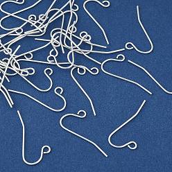 Серебро Латунные крючки для сережек, без свинца, без кадмии и без никеля, плоская ушная проволока, серебряные, 11 мм, отверстие : 2 мм, штифты : 1 мм