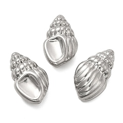 Stainless Steel Color Non-Tarnish 304 Stainless Steel Beads, No Hole, Conch, Stainless Steel Color, 35x21x13.5mm
