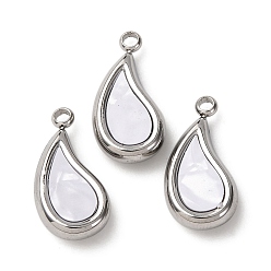 Teardrop 304 подвески из нержавеющей стали смолы, слеза, 18.5x9.5x4.5 мм, отверстие : 1.8 мм