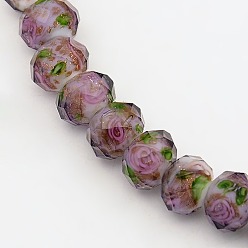 лаванда Ручной работы золотые песочные бусины ручной работы, граненые, лаванда, 10x7 мм, отверстие : 2 мм, около 50 шт / нитка, 13.77 дюйм