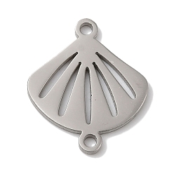 Нержавеющая Сталь Цвет Устойчивые к потускнению 304 подвески-соединители из нержавеющей стали, лазерная резка, ссылка на форму ракушки, цвет нержавеющей стали, 14x12x1 мм, отверстие : 1 мм