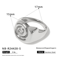 Нержавеющая Сталь Цвет 304 палец кольца из нержавеющей стали, завиток, цвет нержавеющей стали, 17 мм
