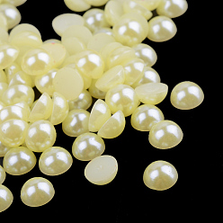 Light Khaki ABS Plastic Cabochons, Imitation Pearl, Half Round, Light Khaki, 3x1.5mm, about 10000pcs/bag