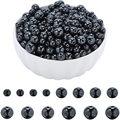 Non-magnetic Hematite 340Pcs 4 Style Non-Magnetic Synthetic Hematite Beads Strands, Beads Strands, Round, 4~10mm, Hole: 1~1.5mm
