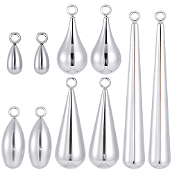 Нержавеющая Сталь Цвет 10 шт 5 стили 304 подвески из нержавеющей стали, очарование слезы, цвет нержавеющей стали, 16~41x4~8 мм, отверстие : 1.6~1.8 мм, 2 шт / стиль
