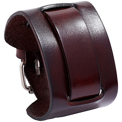 Кокосово-Коричневый 1 ПК винтажный панк-рок стиль широкий кожаный шнур браслеты на запястье унисекс, с железной Смотреть полоса застежками, кокосового коричневый, 11-1/8x2x1/2 дюйм (28.2x5x1.25 см)