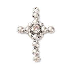 Платина Латунные микро проложить кубического циркония подвески, крест прелести, стойки покрытие, долговечный, без кадмия и без свинца, платина, 29x19x4 мм, отверстие : 1.6 мм