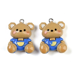 (932FM) Темно-синий аква-матовый с подкладкой Нести смолы подвески, с платиново-железными петлями, темно-золотистые, 28x20.5x10 мм, отверстие : 2 мм