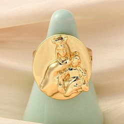 Настоящее золото 16K Латунные регулируемые открытые манжеты для женщин, без кадмия и без свинца, плоские круглые с женщинами, реальный 16 k позолоченный, регулируемый; 24.5x21мм