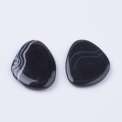 Black Natural Agate Big Pendants, Dyed & Heated, Triangle, Black, 54~60x37~41x6~7mm, Hole: 2mm