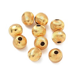 Настоящее золото 24K Латунные бусины, текстурированная круглая, стойки покрытие, долговечный, без кадмия и без свинца, реальный 24 k позолоченный, 5.8 мм, отверстие : 1.6 мм