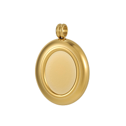 Настоящее золото 14K 304 Подвеска кабошон из нержавеющей стали, овальные, ионное покрытие (ip), реальный 14 k позолоченный, 22x16 мм, отверстие : 1 мм, Размер лотка: 12x9 мм