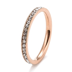 Розовое Золото 304 из нержавеющей стали горный хрусталь кольца, розовое золото , размер США 6 (16.5 мм)