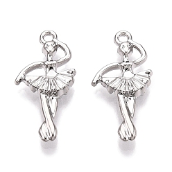 Платина Стойки подвески обшивки сплава, балет девушка, платина, 26x13x4 мм, отверстие : 1.6 мм