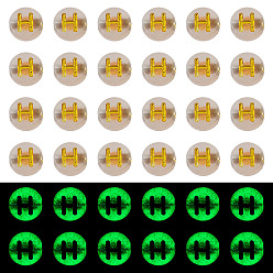 Letter H 50G Luminous Transparent Acrylic Beads, Flat Round with Letter, Glow in the Dark, Golden Metal Enlaced, Letter H, 7x4mm, Hole: 1.8mm, about 370pcs/50g