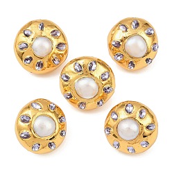 Золотой Натуральный жемчуг и стеклянные бусины, с латунной фурнитурой , рондель, цветочный белый, золотые, 24.5~26.5x26.5~27x19.5~21.5 мм, отверстие : 0.8 мм