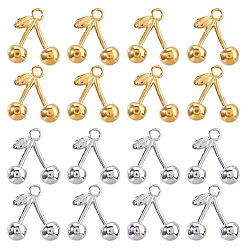 Золотой & Цвет Нержавеющей Стали 16 шт 2 цвета 304 подвески из нержавеющей стали, черри прелести, золотые и нержавеющая сталь цвет, 12.5x11.5x4.5 мм, отверстие : 1.5 мм, 8 шт / цвет