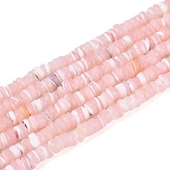 Pink Натуральная оболочка из трохидных оболочек, окрашенные, плоско-круглые, розовые, 2.5~3.5x0.2~3 мм, отверстие : 0.5~0.6 мм, около 270~290 шт / нитка, 14.96~15.35 дюйм (38~39 см)