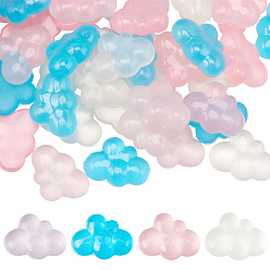 (52) Непрозрачная лаванда 40шт 4 цвета светящиеся прозрачные кабошоны из смолы, облако, с блестка, светится в темноте, разноцветные, 19x26x7.5 мм, 10 шт / цвет