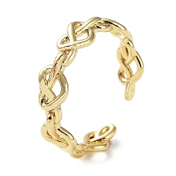 Golden Brass Open Cuff Rings for Women, Heart Knot, Golden, Inner Diameter: 16mm