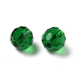 Green Glass Imitation Austrian Crystal Beads, Faceted, Round, Green, 6mm, Hole: 1mm