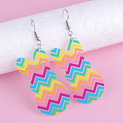 Кролик Подвески из акрила с пасхальным принтом, платина, кролик, 77x28 мм