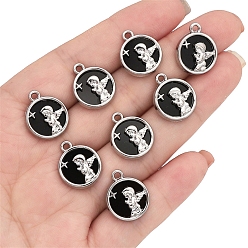 Плоский Круглый Непрозрачные акриловые подвески, со сплавочной фурнитурой, фея, плоско-круглые, 17x14 мм