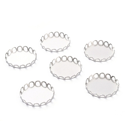 Нержавеющая Сталь Цвет Не тускнеет 304 оправы из нержавеющей стали, кружева края ободок чашки, плоско-круглые, цвет нержавеющей стали, 21x3 мм лоток: 20 мм